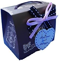 קופסת מתנה פי 10 עם סרט כפול ותג חיבה-טובה למסיבות, מתנות-7.5 ס מ על 6 ס מ על 4.5 ס מ