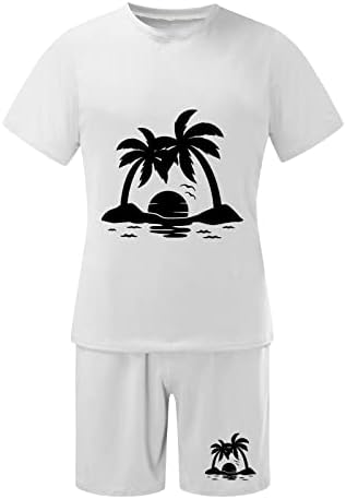 חליפה לגברים גברים קיץ תלבושת חוף קצר שרוול מודפס חולצה קצר חליפת חולצה מכנסיים חליפה עם כיסים