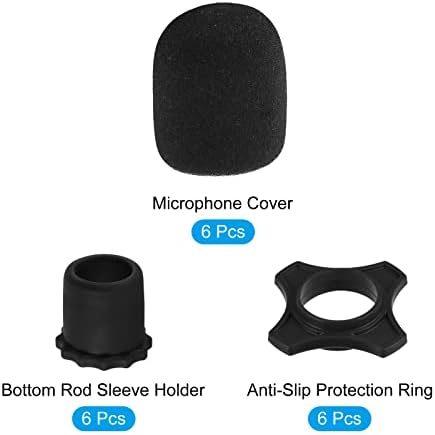 מיקרופון כיסוי, אנטי סתיו גומי טבעת ומיקרופון תחתון מוט מחזיק שרוול שחור עבור מיקרופון מכשיר, 6 סט