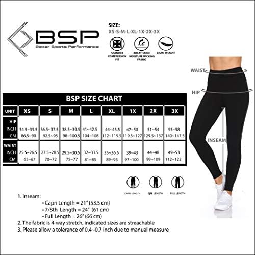 BSP ביצועים טובים יותר בספורט 7/8 חותלות אימון לנשים עם דפוס גומי, מכנסי יוגה דחיסה