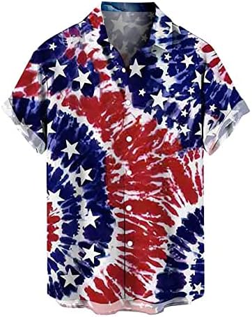 מיאשוי חולצות גברים עם עיצובים גברים של קיץ מזדמן עצמאות יום אמריקאי דגל הדפסת חולצה קצר ארוך שרוול