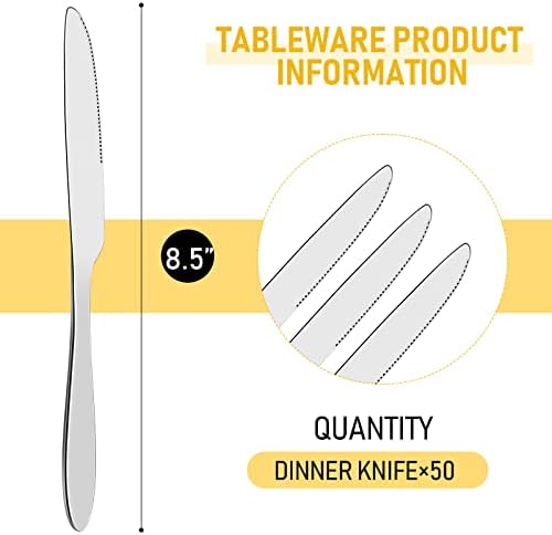 חבילה של 50 סכיני ארוחת ערב נירוסטה סכינים בגודל 8.5 אינץ