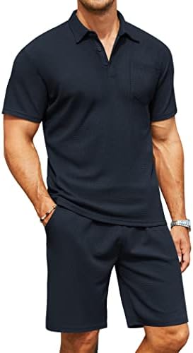חולצת פולו סרוג של קואופנדי של קואופנדי סרוג ומכנסיים קצרים קבעו 2 חתיכות תלבושות חליפה קיץ אימונית