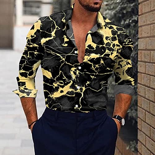 כפתור לגברים XXBR למטה חולצות מזדמנים, רחוב 3D דיגיטלי גרפיקה צווארון צווארון הוואי חולצה חוף שרוול