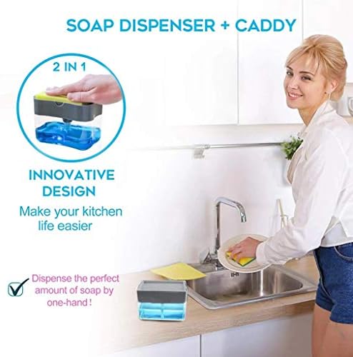 2 IN1 משטח שיש למטבח מתקן סבון ， מתקן משאבת סבון ויקו ומחזיק ספוג, מחזיק סבון סופג סופג.