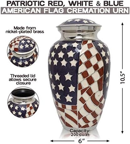 חומר מלכותי פטריוטי אדום, לבן & מגבר; כד שריפת גופות דגל אמריקאי כחול – מבוגר 10.5 ח איקס 6 קיבולת ואט: