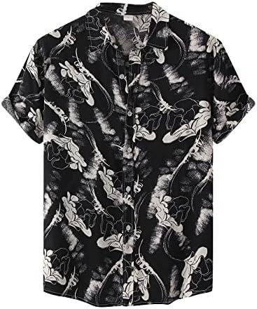 חולצות לגברים קיץ שרוול קצר חדש בתוספת גודל גודל דש משוחרר חולצת הדפס הוואי