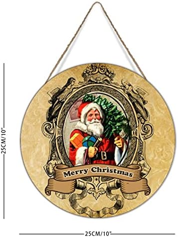 סגנון צרפתי זמן ישן סנטה עץ שלט עץ חג המולד דלת כניסה זר וינטג 'חג שמח סנטה קלאוס לוח עץ לקישוט הבית