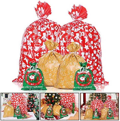 חג המולד מתנת שקיות חג המולד מתנת גלישת חבילה שקיות, מגוון סגנונות,24 יחידות