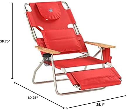 יען דלוקס מרופד ספורט 3-ב-1 חוף כיסא, אדום