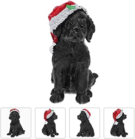 כובע חג המולד כלב קישוט פסלון: עוגת בעלי חיים טופר כלב פיות קישוטים לגינה לילדים לחג עוגת עוגה קישוטי