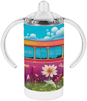 פרח עיצוב על היפי אוטובוס קש כוס-מודפס תינוק קש כוס-גרפי קש כוס
