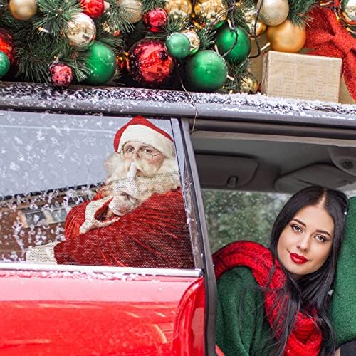 מדבקות חלון רכב שקופות של סנטה חצי מדבקות חלון מכונית לחג המולד מדבקות קישוט לחג נייר דבק עצמי מדבקות