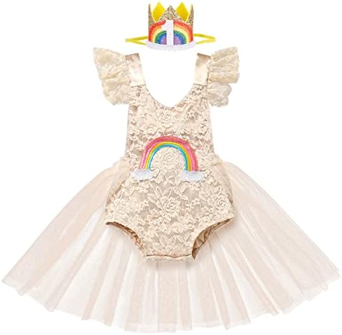 פעוטות תינוקות תינוקות יום הולדת 1 תלבושת תחרה טול רומפר טוטו שמלת עוגת כתר סמאש נסיכה בוהו בגדים צילום