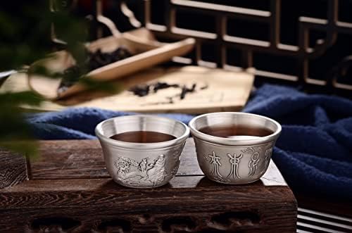 ערכת תה גונגפו סינית של GoHQ, 999 סיר תה סטרלינג מכסף בעבודת יד ערכת תה טיול נייד למבוגרים משמשת כמתנות