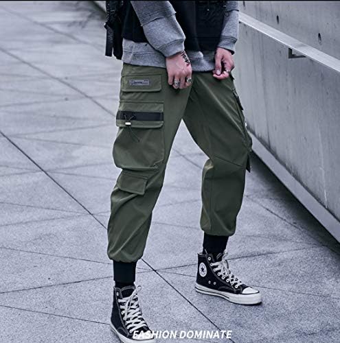 Astellarie Mens Jogger Pants מכנסיים טק -הופ היפ הופ פאנק הרם מטען ג'וג'ר פנט בגדי רחוב מכנסי מסלול