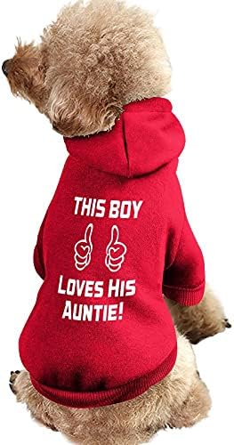 הילד הזה אוהב את דודתו! סווטשירט כלב סוודר קפוצ'ונים מחמד חמים לכלב חתול