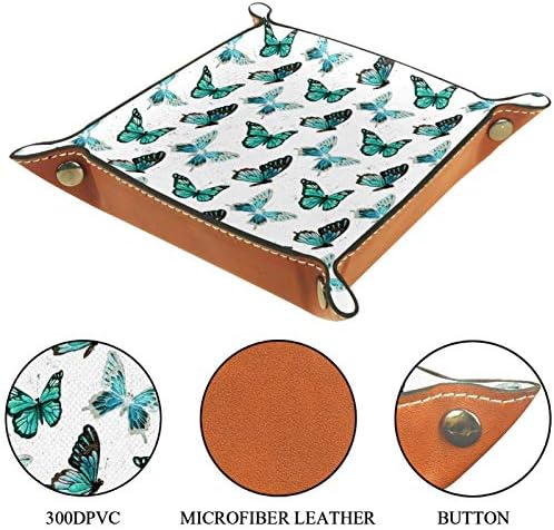 ירוק פרפר רטרו לתפוס מגש, עור שרות מגש, מארגן שולחן עבור תכשיטי עבור מפתח, טלפון, מטבע, ארנק, אוזניות,