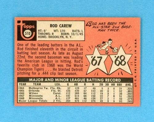 1969 Topps 510 Rod Carew Minnesota Twins כרטיס בייסבול Ex+/Ex ++ - כרטיסי בייסבול מטלטלים