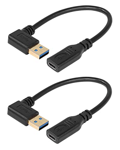 CERRXIAN 20 סמ 90 מעלות USB A 3.0 זכר ל- USB סוג C 3.1 כבל נקבה, זווית ימנית USB סוג A ל- USB C סנכרון