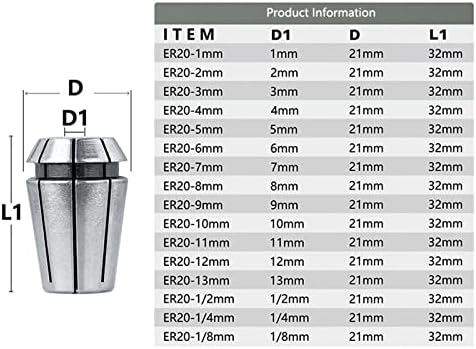 Pikis Collet Chuck Er20 טחון צ'אק למחזיק טחינה 1-13 ממ מכונת חריטה מהדק מחזיקה 1 pcs