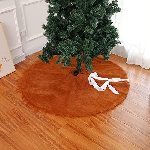 חצאיות עץ חג המולד של Huijie - 48 אינץ 'קטיפה חומה עץ חג המולד קלאסי קישוטי קישוטי קישוטי ראש השנה,