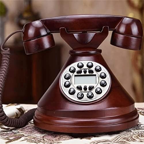 DLVKHKL אופנה עתיקה רטרו רטרו מעץ מוצק טלפון קבוע טלפון קווי טלפון/חוזר/זיהוי מתקשר עם תאורה אחורית