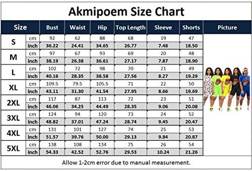 Akmipoem תלבושות שני חלקים לנשים אימוני קיץ מערכות מכנסי אופנוען שרוול קצר מזדמנים