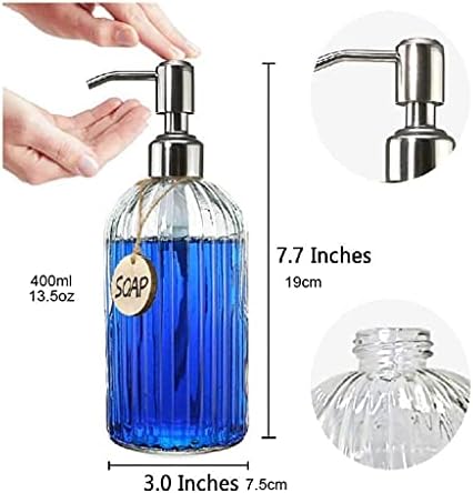 מתקן סבון אמבטיה מתקן סבון זכוכית, שטיפה ניתנת למילוי מחדש בקבוק זכוכית צלול נוזלי, מתקן סבון יד עם