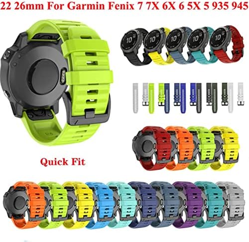 אילזי 26 20 22 ממ סיליקון מהיר מהיר רצועת שעון לרצועת Garmin Fenix ​​7x 6x Watch Easyfit Strap Strap