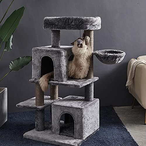 45 סנטימטרים רב-רמת חתול מגדל, חתול מגדל, חתול עץ בית, עם ערסל & סיסל-מכוסה מגרד הודעות, 2 יוקרה דירות,