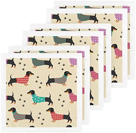 קיגאי 6 ​​חבילה מצחיק דששונד כלבים מטליות - מגבות פנים רכות, מגבות כושר, איכות מלון וספא, מגבות אצבעות