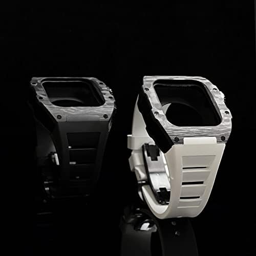 ערכת רצועת סגסוגת סיבי פחמן יוקרתית של Vevel Set for Apple Watch Series 8, 45 ממ פס גומי DIY DIY Wezel