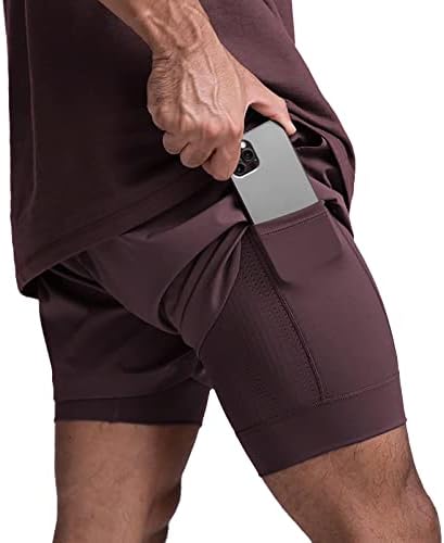 Mech-eng's גברים 2 ב -1 אימון המריץ מכנסיים קצרים 7 אימון מכנסיים קצרים יבש מהיר עם כיסי טלפון