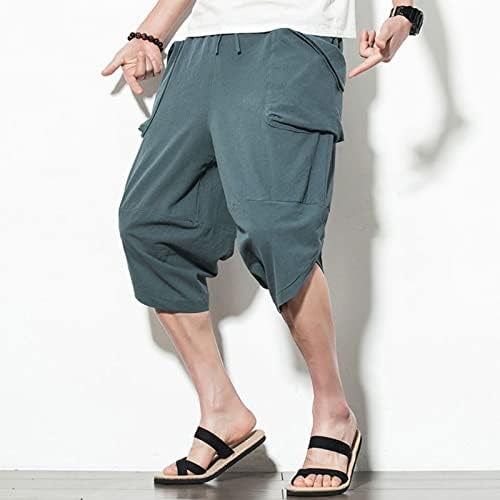 מכנסיים מחודדים בתוספת גודל טיולים זכריים מפוצלים מכנסי מותניים אלסטיים אופנתיים קיץ מגניב בגיס בצבע