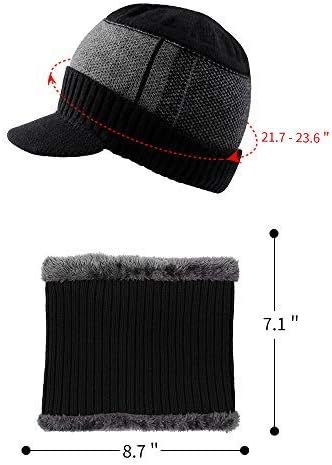 Xiaohawang Men Winter כובע כובע סרוג כבל כפה כפה עם פס טלאי פליס פס כובע ניוז בוי עם שולי לספורט חיצוני