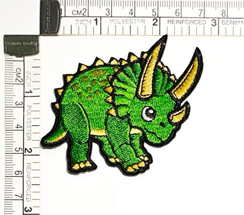 קלינפלוס אנקילוזאורוס דינוזאור ירוק תיקוני קריקטורה ילדי ילדים מדבקה בעבודת יד רקום תיקון אמנויות תפירת