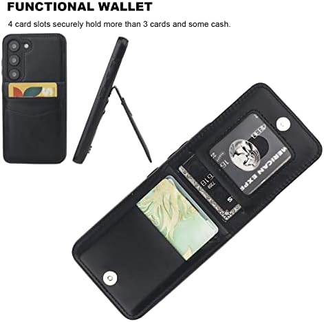קיהואי תואם עם ארנק מארז 23 של סמסונג גלקסי עם מחזיק כרטיס אשראי, הפוך כיסוי מגן כבד עם אבזם מגנטי מעור