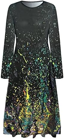 אביב שמלות לנשים 2023 ארוך שרוול פרחוני הדפסת אונליין זורם שמלה מזדמן חתונת אורח שמלות עם כיס