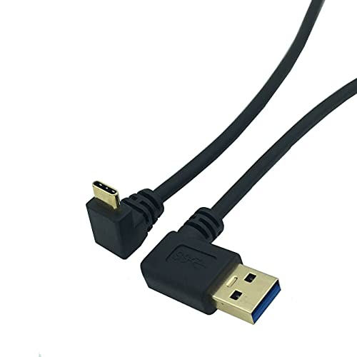 Herfair קצר זכר USB C כבל USB זכר, כבל זווית ישרה של USB A עד C, 90 מעלות USB לכבל USB C, USB C ל- USB