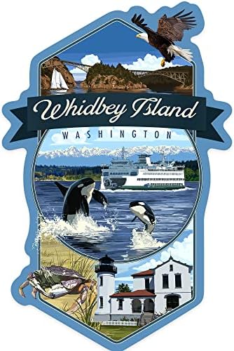 Die Cut Stight Island Whidbey, וושינגטון, מונטאז ', מדבקה ויניל מתאר 1 עד 3 אינץ', קטן