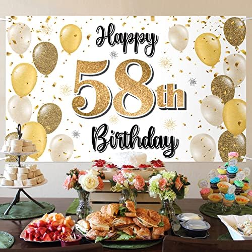 לאסקייר שמח יום הולדת 58 באנר גדול-לחיים ליום הולדת בן 58 רקע צילום קיר ביתי, קישוטים למסיבת יום הולדת