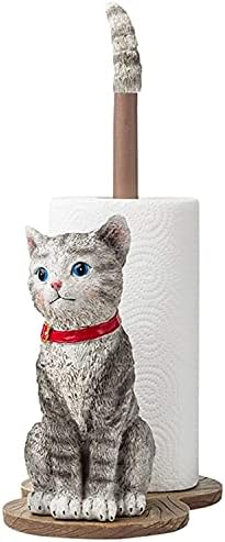 מחזיק מגבת נייר של ZCX מחזיק נייר יצירתי מחזיק גליל מטבח, חתול מצויר נייר מטבח אנכי נייר אגרוף נייר