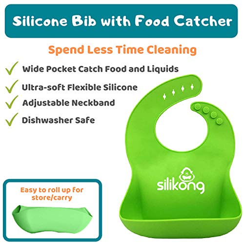 סט האכלת תינוקות סיליקון - BPA בחינם - מדיח כלים, מיקרוגל ותנור בטוח