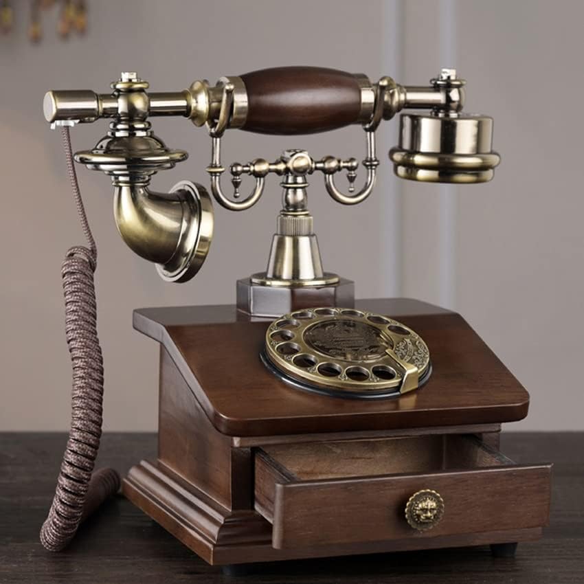 N/A טלפון רוטרי רטרו עם רינגטון אלקטרוני, מגירת 1, טלפון חיוג בסגנון קלאסי לקישוט הבית והמשרד
