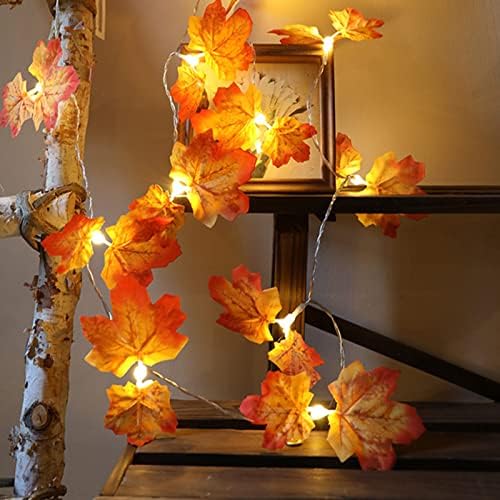 4 אריזה קישוטים לסתיו לאורות מיתרי עלים ביתיים, עלי המייפל גרלנד מופעלת חיצונית לחופשה לעיצוב סתיו חג