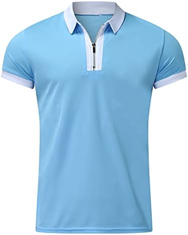 חולצות שרוול ארוכות של XXBR גברים מזדמנים רזה כושר גולף פולו חולצה צווארון צווארון רוכסן מהיר יבש חולצות