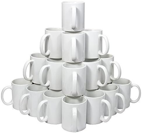 12 חתיכות קרמיקה לבנה קפה ספל 11 אונקיות לחיצה על העברה תרמית העברה סובלימציה צבע מלאכה מצופה מבריק