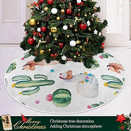 Baxiej צבעי מים LLAM CACTUS חצאיות עץ חג מולד גדולות מחצלת חורף חג המולד חג מפלגת עץ עץ עץ 47.2 אינץ