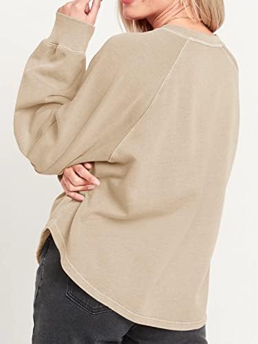 Cyanstyly נשים נלי מזדמן כפתור סוודר רופף מתאים צמרות שרוול ארוך